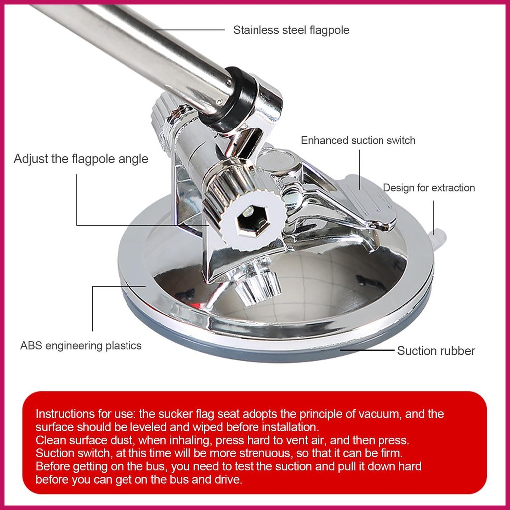 Cốc Hút Cờ Cho Xe RV Cột Cờ Gắn Chân Đế Cột Cờ Hiển Thị Giá Đỡ Cờ Cực Gắn Chân Đế Cho pomervn