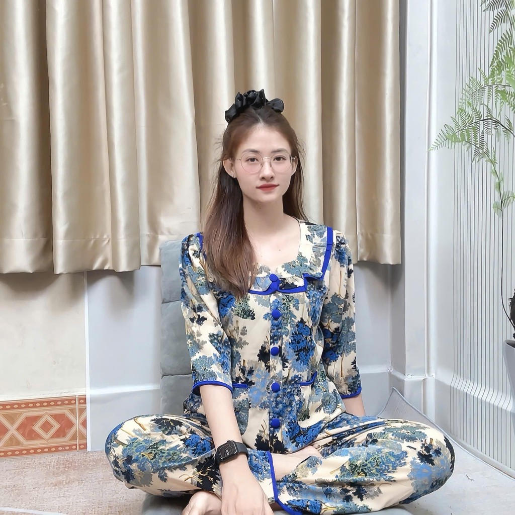 [ Xã Kho ] Đồ bộ lụa mango tay lỡ quần dài áo chích ly từ 40 đén 67kg