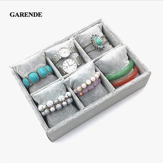 Khay đựng đồ trang sức nhung Garende có gối mềm - Hộp đựng đồ trang sức 6 khe Khay nhung - Hộp trưng bày đồng hồ Khay đựng đồ trang sức có thể xếp chồng lên nhau