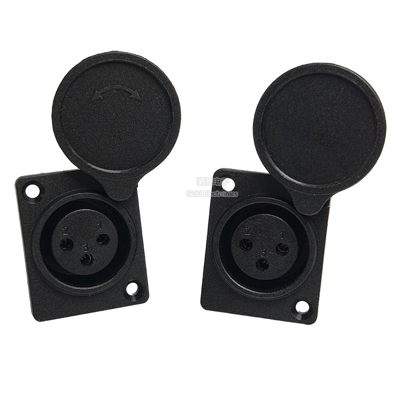 Ghế ngồi nữ XLR ba lõi Pin Lithium Ghế đầu Carbon hàng không 3P có vỏ giao diện sạc có nắp bụi