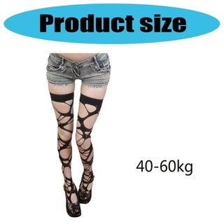 DE Đau Khổ Đùi Vớ Rách Trên Đầu Gối Tất Fishnet Vớ