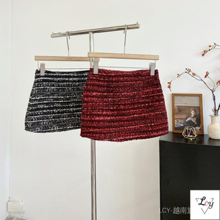 Váy ngắn chữ A phong cách Hàn Quốc dành cho nữ, váy dệt kim màu đỏ thanh lịch kiểu Pháp mới mùa đông 2026, tôn dáng và thời trang, bán chạy cho mùa thu đông.
