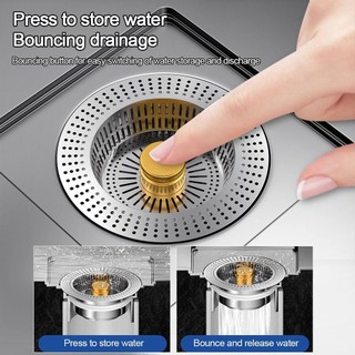 CLEARLINE Bộ lọc thoát nước bồn rửa chén, Nút chặn bồn rửa bằng thép không gỉ 304 3 trong 1, Chất khử mùi nâng cấp Bật lên Bộ lọc bồn rửa cao cấp cho nhà bếp