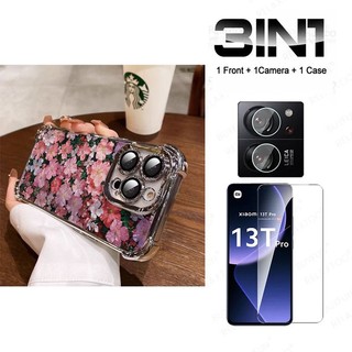 Ốp Lưng Hoa Màu Hồng 3 In1 Cho Redmi 13X A5 10 10C 12 12C 13C 14C Vỏ Điện Thoại Mềm Chống Rơi Vỏ Bảo Vệ Dễ Thương DOVQ