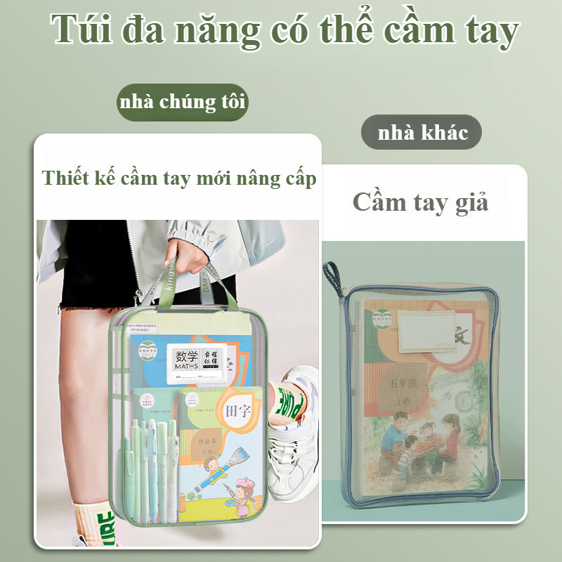 Túi Phân Loại Môn Học, Túi Đựng Tài Liệu Trong Suốt Cỡ A4 Có Khóa Kéo Cho Học Sinh