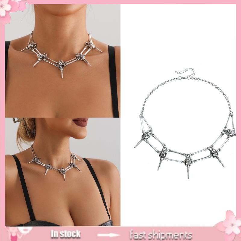 Vòng cổ đầu lâu hình chim Gothic - Phù hợp cho lễ hội và sự kiện âm nhạc