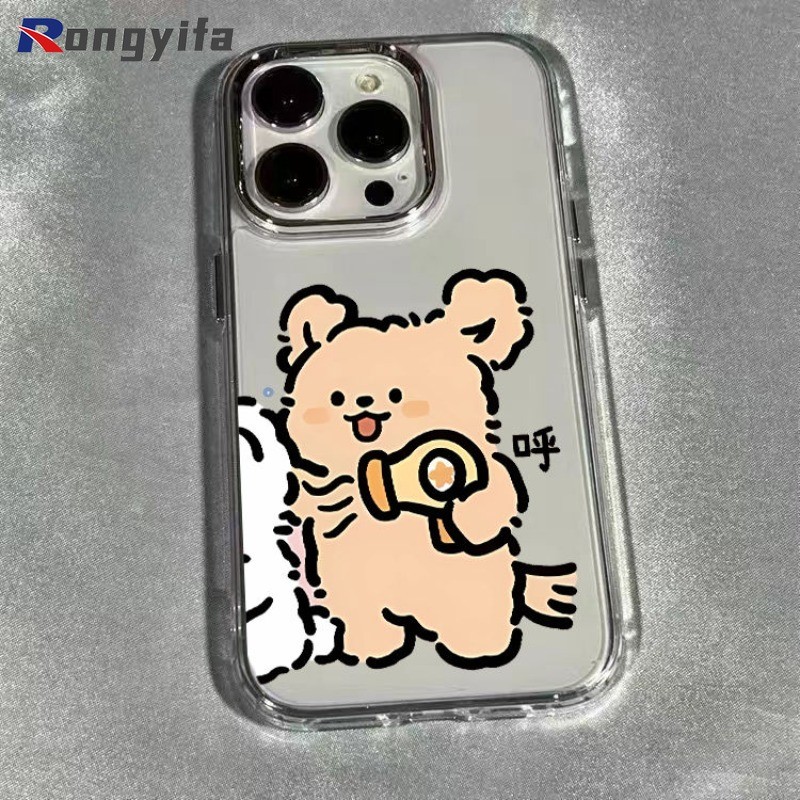 Ốp Điện Thoại Con Chó Con Dễ Thương Cho iPhone Air 17 16E 16 Pro Max 15 14 Plus 13 12 Mini 11 Pro Max X XR XS Max 8 7 6 6s Plus SE2 SE3 Vỏ Hoạt Hình Cặp Đôi Chó Trong Suốt Ốp Lưng Mềm