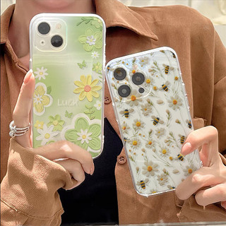 Tranh Sơn Dầu Ong Mật Hoa Ốp Lưng Điện Thoại iPhone 12 13 14 Pro Max Plus Mini cover Y2K Mềm Trong Suốt Silicon Chống Sốc