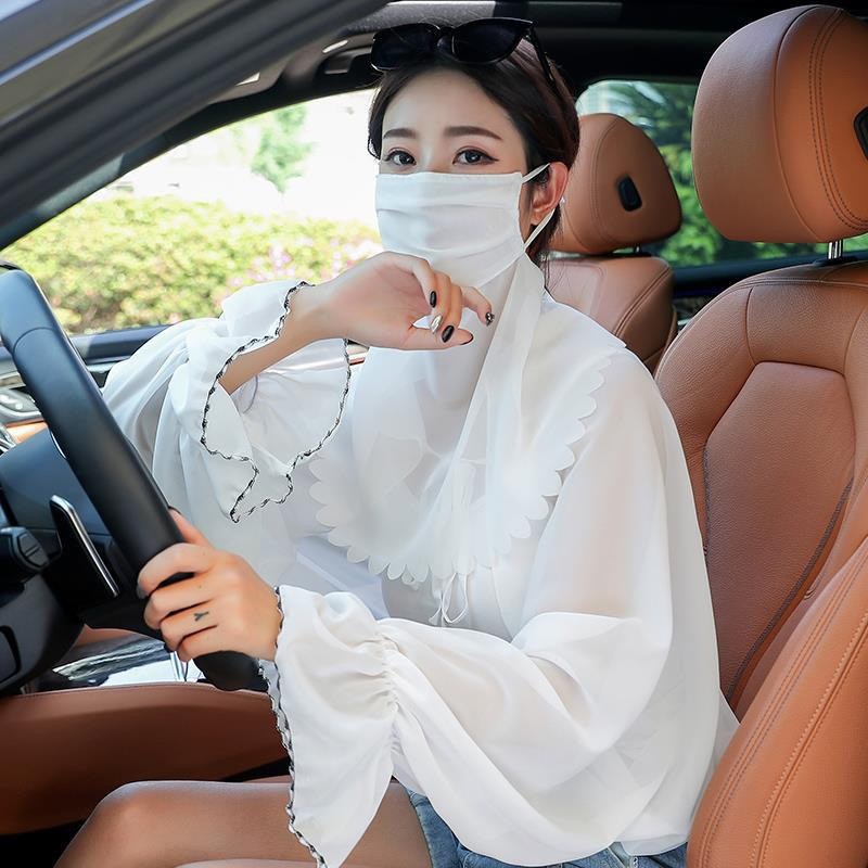 Khăn choàng chống nắng ren - UV 99%, Thiết kế thanh lịch, nhẹ nhàng, Breathable,  Đi Xe, Du Lịch,