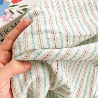 Ins Phong Cách Hàn Quốc Tươi Sợi Nhuộm Xanh Trắng Sọc Cotton Kết Cấu Vải Lanh Màu Ba Chiều Sợi Cotton Quần Áo Sơ Mi Vải
