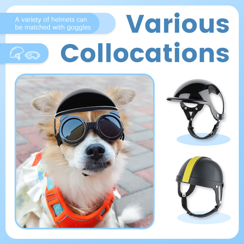 HamshMoc Dog Cat Kính râm PC Bảo vệ ống kính Đường viền linh hoạt Phù hợp với lỗ thông gió Dây đeo thoải mái Cạnh chống bụi