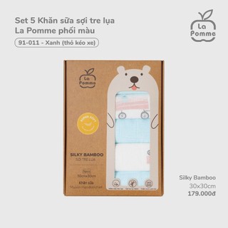 La pomme SS2025 K001 Set 5 Khăn sữa sợi tre lụa La Pomme phối màu (30x30cm) T7.3
