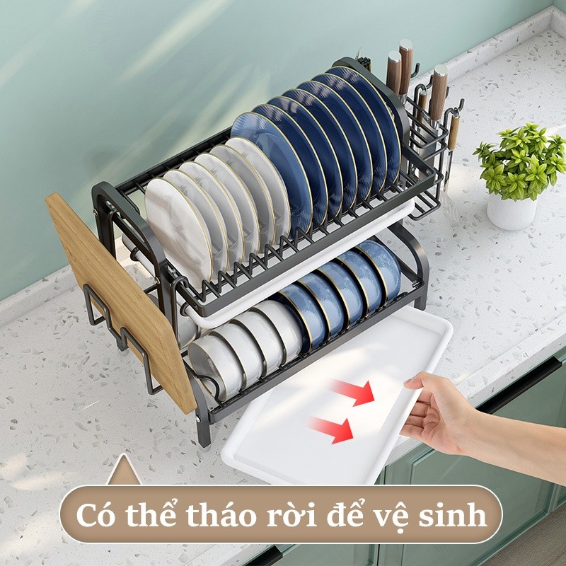 Lifinity Kệ Bát Đĩa 2/3 Tầng Thép Carbon - Khay Hứng Nước Tháo Lắp Dễ Dàng, Chống Rỉ Sét Bền Bỉ