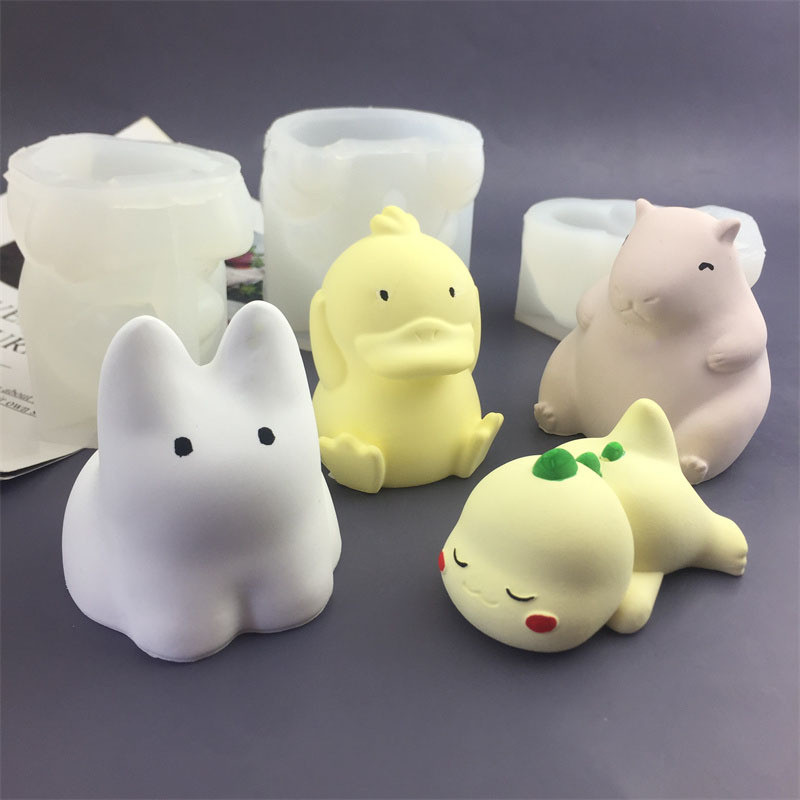 Hoạt Hình Capybara Sữa Rồng Psyduck Thỏ Khuôn Silicon Mousse Bánh Pudding Phô Mai Khuôn Socola