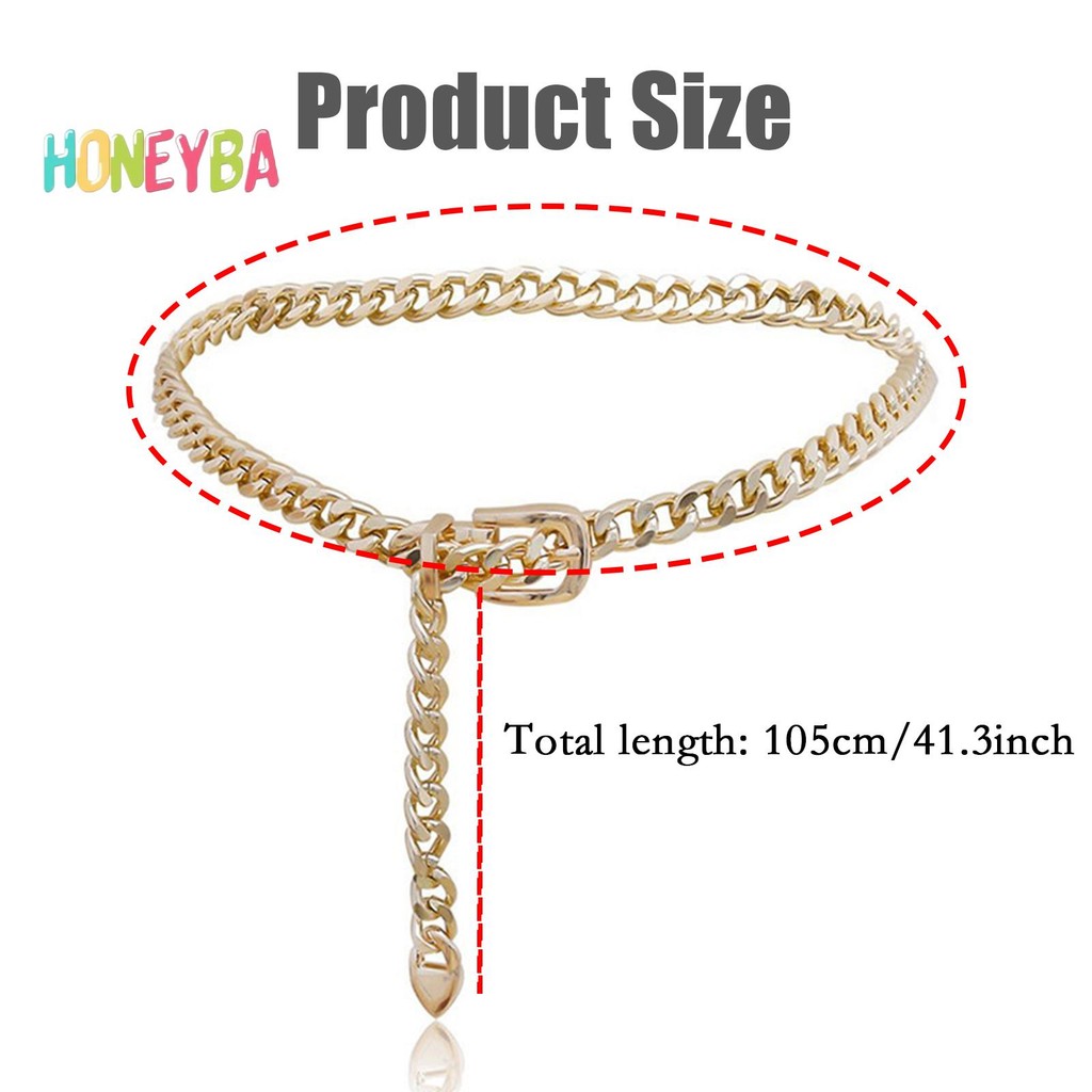 < Honeyba > 1 Dây Xích Nữ Dây Xích Kim Loại Dây Xích Thắt Lưng Đầm Thắt Lưng Kim Loại Có Thể Điều Chỉnh