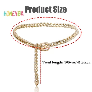 < Honeyba > 1 Dây Xích Nữ Dây Xích Kim Loại Dây Xích Thắt Lưng Đầm Thắt Lưng Kim Loại Có Thể Điều Chỉnh