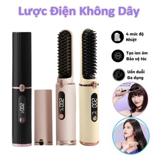 Lược điện chải tóc không dây ion âm 4 mức nhiệt sạc USB chăm sóc tóc suôn mượt tạo kiểu vào nếp nhanh 2025