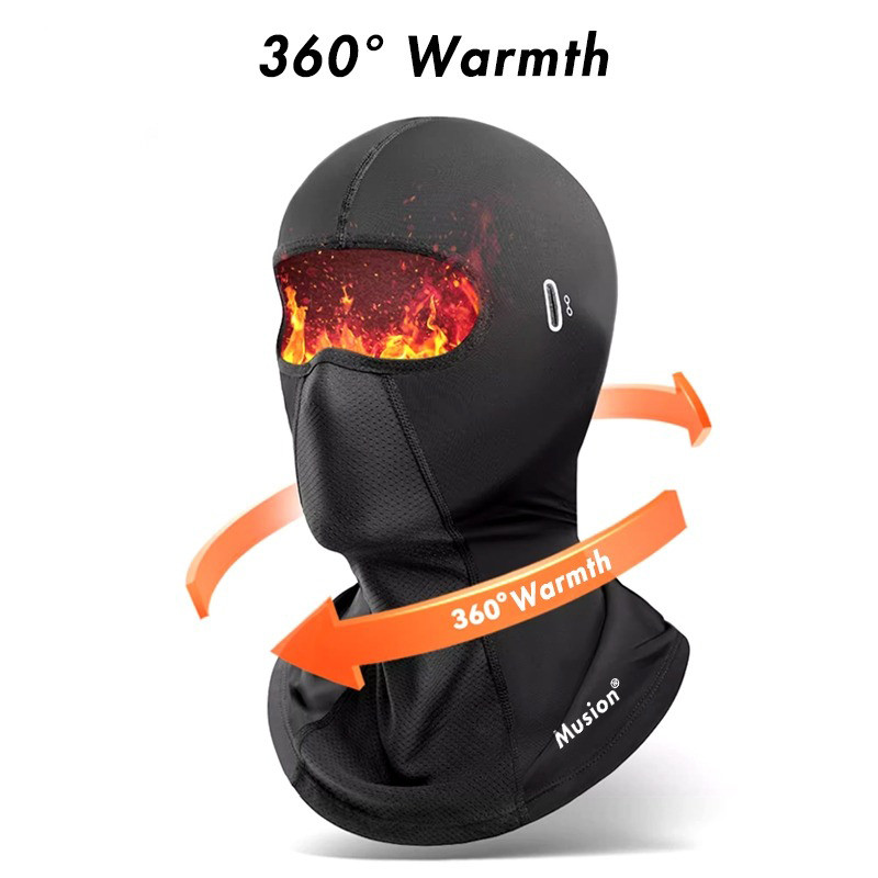 Musion Fleece Trượt tuyết nhiệt Balaclava có lỗ kính Thời tiết lạnh Mặt nạ trượt tuyết toàn mặt Chống gió Ấm cổ đông để đi xe đạp và trượt tuyết