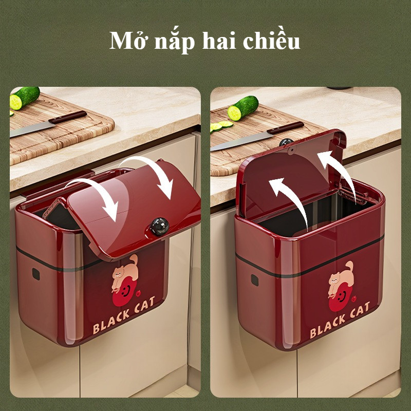 Thùng rác treo tủ bếp nhựa PP cao cấp, Nắp lật tiện dụng, dung tích lớn, chống mùi hiệu quả