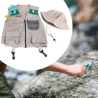 Gamchiano Trẻ Em Explorer Áo Vest Và Mũ Trang Phục Đồ Chơi Trẻ Em Explorer Bộ Dụng Cụ Trẻ Em Ngoài Trời