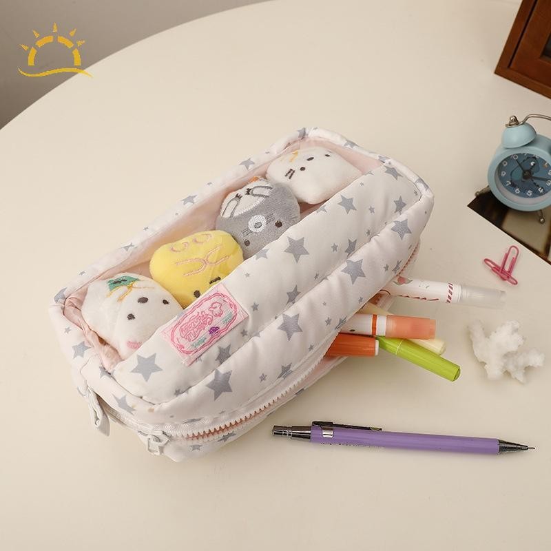 [Wi] Hộp đựng bút chì trong suốt dễ thương kèm 4 búp bê Túi đựng văn phòng phẩm sinh viên Quà tặng VN