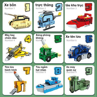 【BabyJoy】Đồ Chơi Robot Biến Hình 3D số,Bộ Đồ Chơi Lắp Ráp Robot Số Biến Hình 10 Số,Bộ khối xây dựng