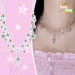 Vòng cổ tua rua kim cương chéo - phong cách Y2K, Nhẹ nhàng sang trọng - Vòng cổ xương đòn kim cương sáng - Phụ kiện trang sức - Quà tặng ngày lễ tình nhân - để mặc tiệc cưới