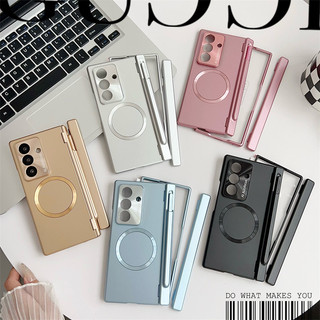 Có Bút Phim Thủy Tinh Cho Samsung Galaxy Z Fold 7 6 5 4 3 Fold7 5G Ốp Lưng Sạc Không Dây Từ Tính Vỏ Bảo Vệ Chống Sốc Giáp Bản Lề