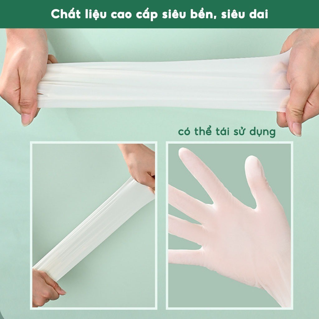 Bịch 30 Găng tay cao su làm bếp siêu dai Bao tay rửa chén bát có thể tái sử dụng nhiều lần