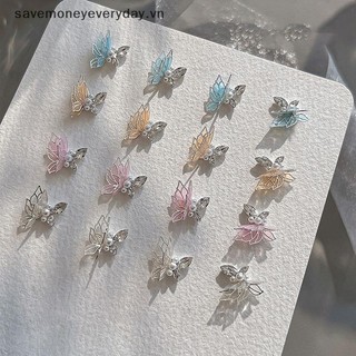 [savemoneyeveryday] Double Zircon Nail Art Charm 3d Ngọc Trai Pha Lê Trang Trí Móng Tay Diy Phụ Kiện Móng Tay Tinh Tế [vn]