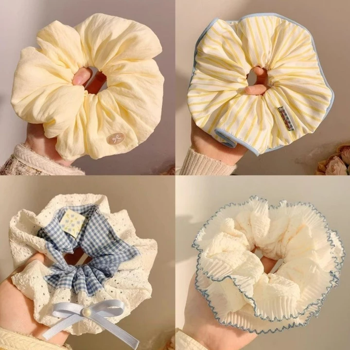 Scrunchies buộc tóc lớn phong cách ngọt ngào, phụ kiện tóc nữ