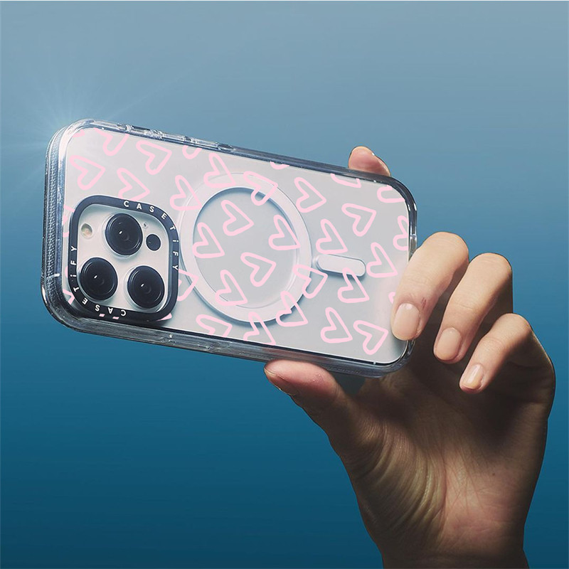 CASECASE X Full Màn Hình Tình Yêu Hút Từ Tính Trong Suốt Cứng Acrylic Lưng TPU Edge Case Sideband Phông Chữ Ốp Lưng Điện Thoại Tác Động Dành Cho Apple IPhone 13 14 15 16 Pro Max