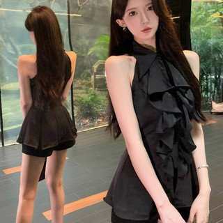 Áo sơ mi không tay nữ phong cách Pháp, dáng slim-fit, phù hợp mùa hè