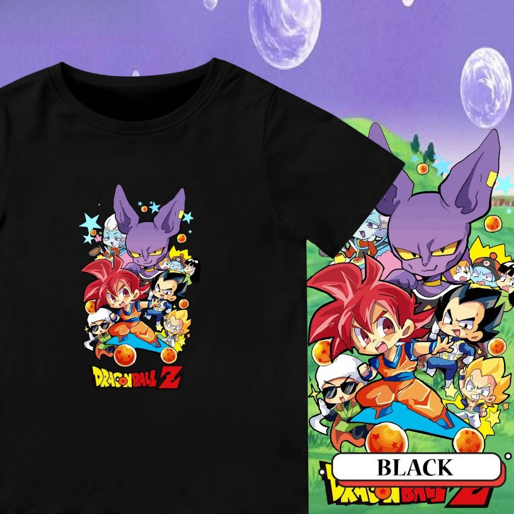Áo thun ngắn tay in hình Dragon Ball 2D cho trẻ em cổ tròn Unisex