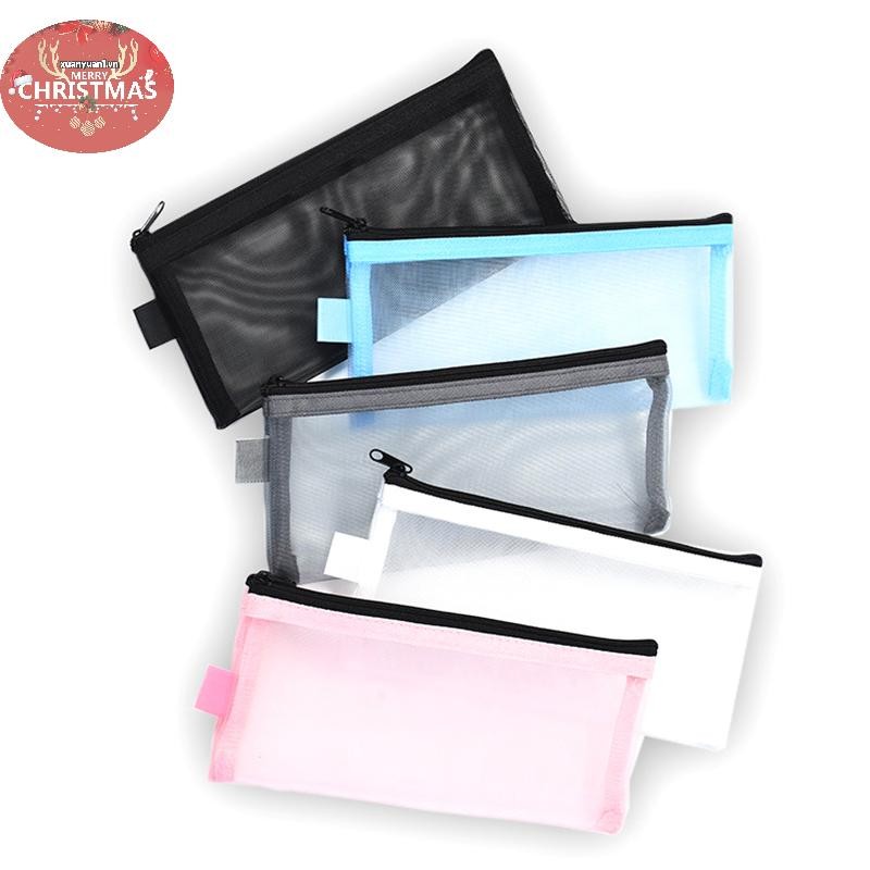 XUAN 1 Cái Trong Suốt Lưới Bút Chì Túi Đựng Bút Đơn Giản Di Động Văn Phòng Sinh Viên Hộp Đựng Đồ Dùng Học Tập Hộp Bút Hóa Đơn Túi Bảo Quản Du Lịch Phụ Kiện Hành Lý VN