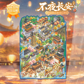 Yuxian Thành Phố Cảnh Quan Dán Thú Cưng Changan Độ Khó Cao Cảnh Quan Thành Phố Miếng Dán Lớn Bắc Kinh Changan Phong Cách Trung Quốc Ba Chiều Thu Nhỏ Cảnh Handmade diy Đồ Chơi Dán