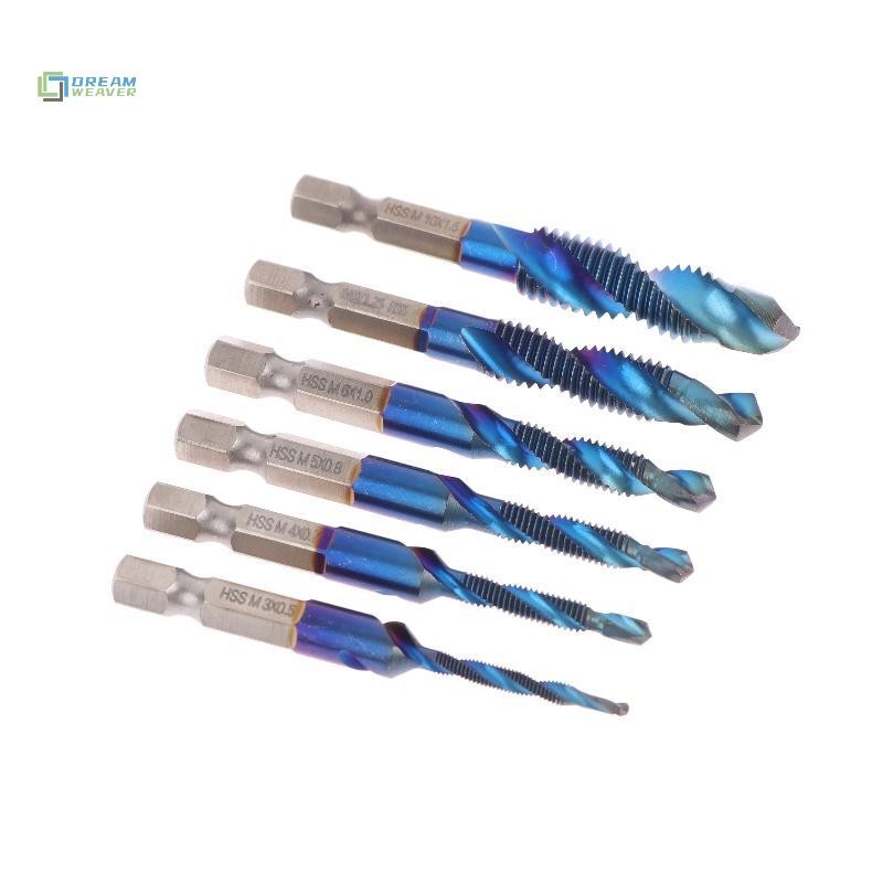 [Dream] M3 M4 M5 M6 M8 M10 Dụng cụ cầm tay Chuôi lục giác Mạ titan HSS Vít Thread Metric Tap Drill Bits Vít Machinepound Tap mới