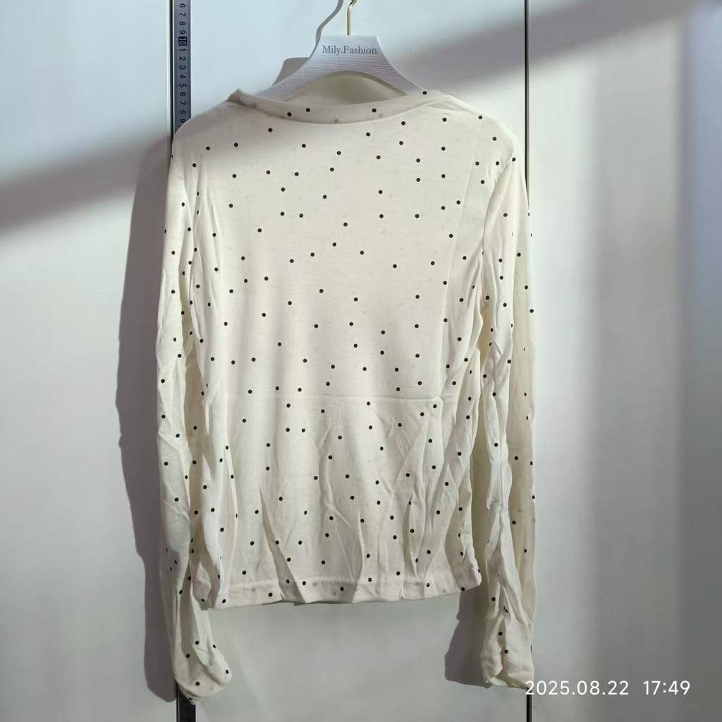 Áo mặc trong cổ tròn chấm bi cổ điển Milyfashion áo dài tay vai hot girl tôn dáng mặc trong thu đông cho nữ