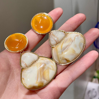 Bông tai cổ điển hạt nâu màu hoàng hôn và hổ phách