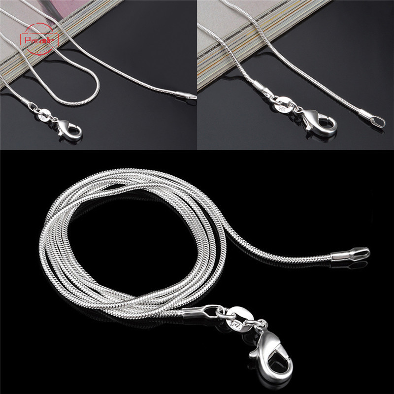 Diễu Hành Thời Trang Bạc 925 Tem 925 Rắn Dây Chuyền 1mm Vòng Cổ 16 "18" 20 "22" 24 "VN