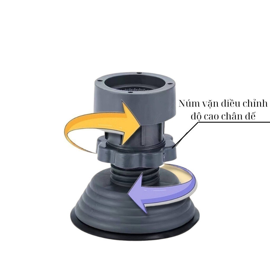 [LOẠI 1] Bộ 4 chân chống rung cho máy giặt, tủ lạnh - tăng giảm chiều, đế cao su chống rung, chống trượt tối ưu