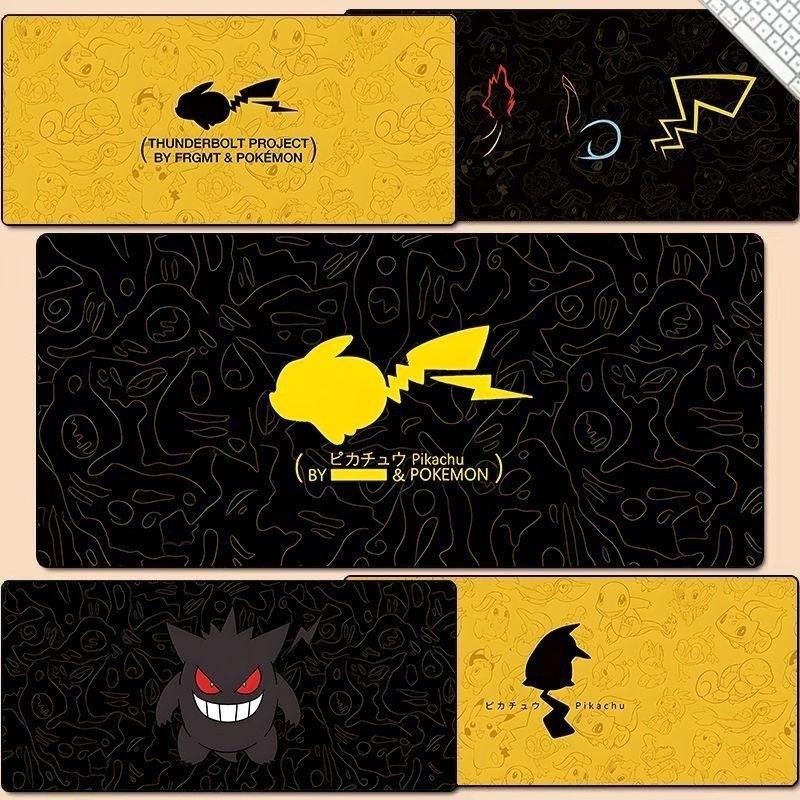 Miếng Lót Chuột Đen Hoạt Hình Pokémon Pikachu Cực Lớn Dày Bàn Phím Máy Tính Để Bàn Thảm Cho Trẻ Em Người Lớn Bàn Thảm Cao Su Thảm Viết (EBR)