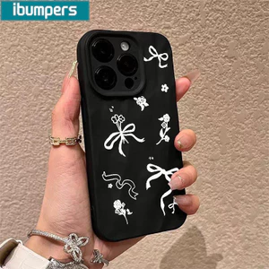 ibumpers Ốp lưng iphone cute coquette nơ in hình nhám Ốp điện thoại mỏng silicone mềm chống bẩn chống sốc cho Iphone 15 14 12 13 11 pro max IP 7 8 plus Iphon x xr xs max