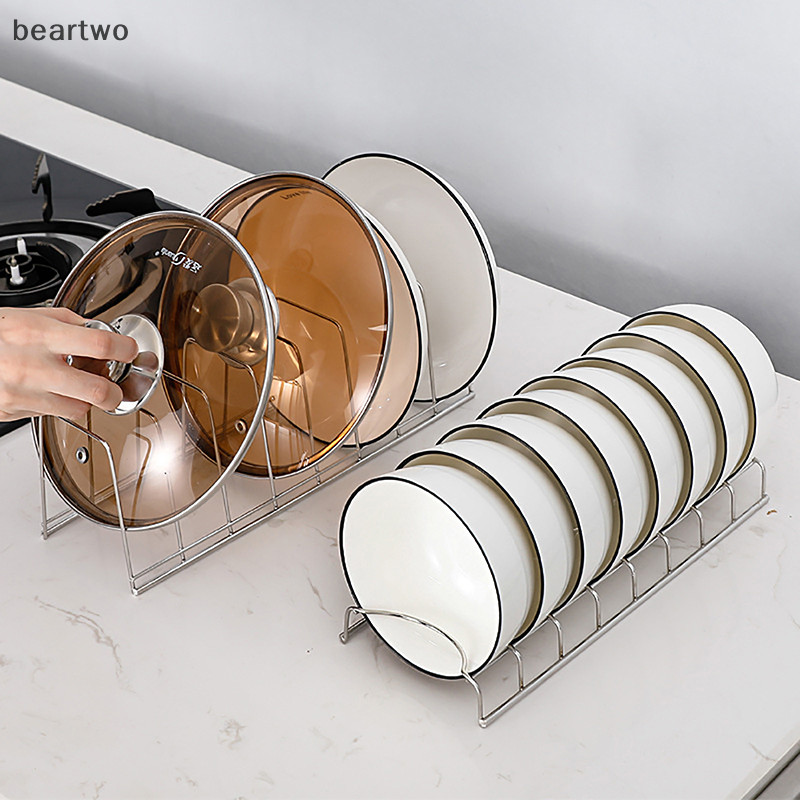 < Beartwo > Giá thoát nước bát đĩa bằng thép không gỉ Tấm nắp nồi nhà bếp Giá để đồ Kệ đa năng Giá phơi bát Giá đỡ nhà bếp Dụng cụ sắp xếp đẹp