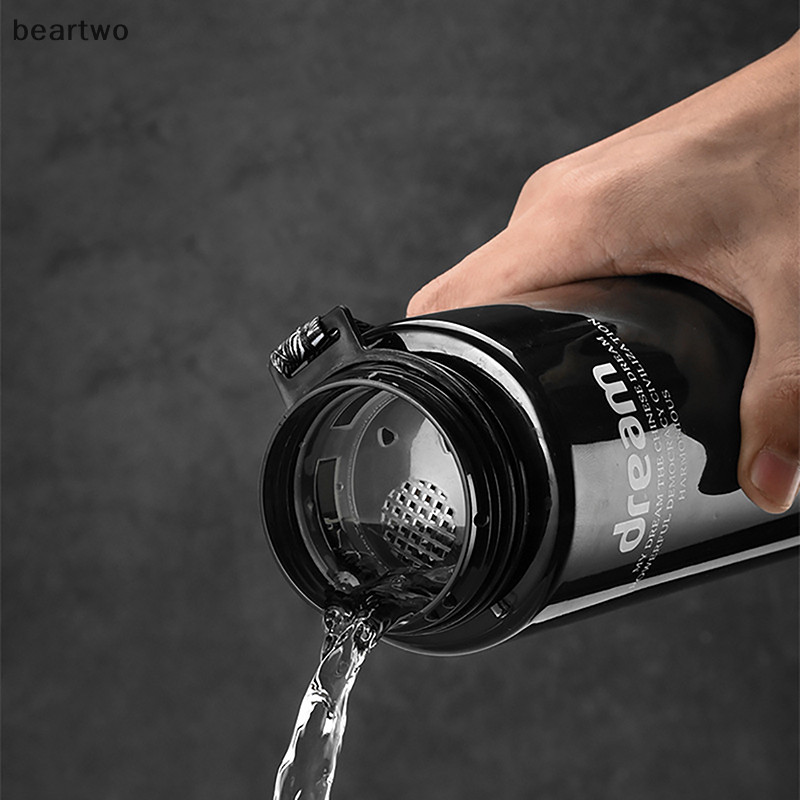 < Beartwo > Bình Nước Trong Suốt Vuông Nhựa Uống Ngoài Trời Nước Lạnh Sữa Thể Thao Chai Có Dây Di Động Chống Rò Rỉ Nước Đẹp