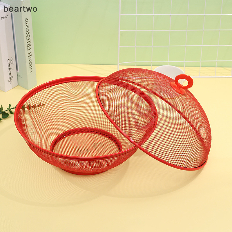 < Beartwo > Giỏ đựng trái cây lưới có nắp ngăn chặn ruồi Giỏ bếp rau củ Giá đỡ trái cây Đồ dùng nhà bếp Bàn ăn Hộp lưu trữ trang trí đẹp