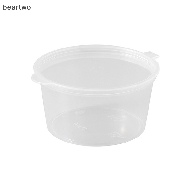 < Beartwo > 50 Cái Hộp Đựng Nước Sốt Bằng Nhựa 25ML Hộp Đựng Thực Phẩm Có Nắp Hộp Bảo Quản Đẹp