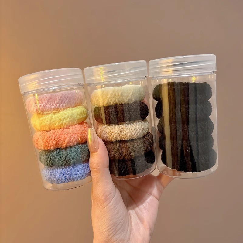 Set 6 Hộp Dây Buộc Tóc Dây Cao Su Đuôi Ngựa Cao Đàn Hồi Cao Dày  Đơn Giản Thời Trang Hàn Quốc - Phụ Kiện Tóc