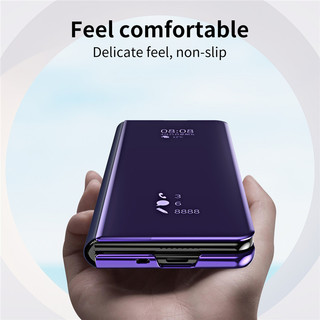 Ốp Lưng Lật Gương Samsung Galaxy Z Fold 6 Z Fold 5 Z Fold 4 Z Fold 3 / 2 Giá Đỡ Da Pu