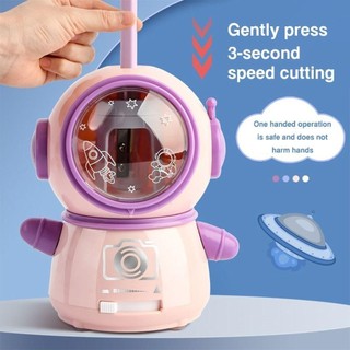 Máy mài bút chì điện HIGHVIEWLS, Thiết kế phi hành gia / gấu trúc tự động nhập chì Máy mài bút chì tự động, Dụng cụ cơ khí xoay tay chống dính